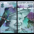 ALDABRA ISLAND - Billet de 10 DOLLARS - Oiseau / Fleur - Reine Elisabeth II -