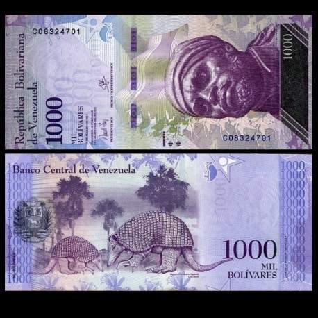 VENEZUELA - Billet de 1000 Bolivares - Tatou géant - 23.03.2017