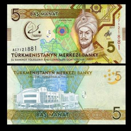 TURKMENISTAN - Billet de 5 Manat - 2017