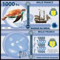 BASSAS DA INDIA - Billet de 1000 Francs - Série Tortues: Tortue verte - 2018