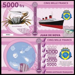 JUAN DE NOVA - Billet de 5000 Francs - Série CRABES : Crabe violoniste - 2018