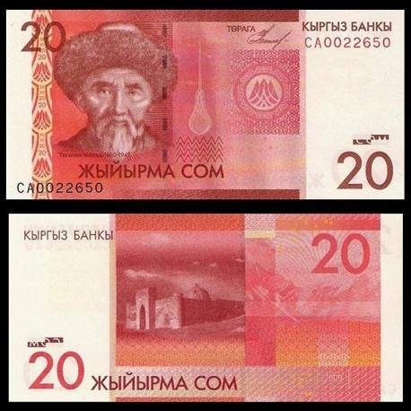 KIRGHIZISTAN - Billet de 20 Som - Togolok Moldo - 2009