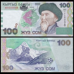 KIRGHIZISTAN - Billet de 100 Som - Toktogul Satylganov - 2002