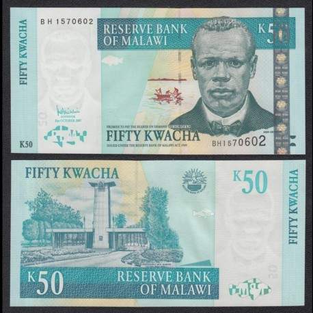 MALAWI - Billet de 50 Kwacha - Révérend John Chilembwe - 2007
