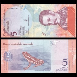 VENEZUELA - Billet de 5 Bolivares - Grenouille rayée Sapito - 15-01-2018