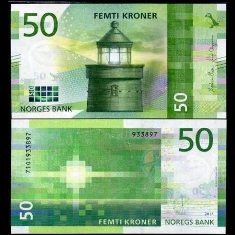 NORVEGE - Billet de 50 Kroner - Phare d'Utvær - 2017 – JeromeCollection