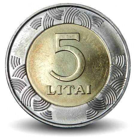 LITUANIE - PIECE de 5 Litai - Chevalier Vytis - Bimétal - 2009