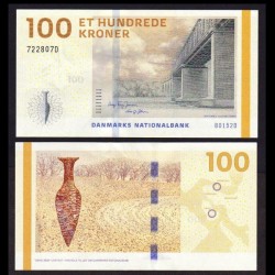 DANEMARK - Billet de 100 Kroner - Vieux pont ferroviaire de Lillebælt - 2015