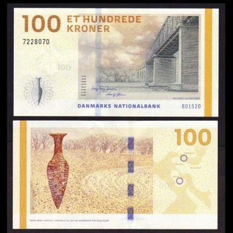 DANEMARK - Billet de 100 Kroner - Vieux pont ferroviaire de Lillebælt - 2015