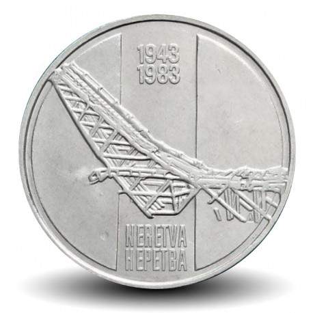 YOUGOSLAVIE - PIECE de 10 dinars - Bataille sur la rivière Neretva - 1983