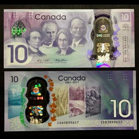 CANADA - Billet de 10 Dollars - Polymer - 150e anniversaire du Canada - 2017