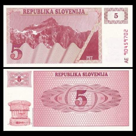SLOVENIE - Billet de 5 Torlarjev - 1990 - Mont Triglav