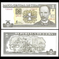 CUBA - Billet de 1 Peso - José Martí - 2007