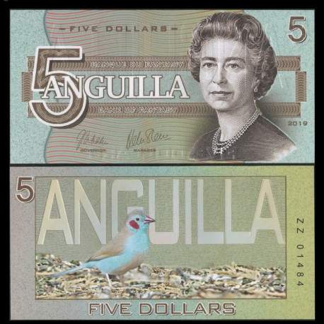 ANGUILLA - Billet de 5 DOLLARS - SERIE OISEAUX - 2019