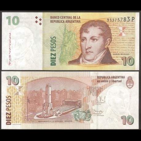 ARGENTINE - Billet de 10 Pesos -Général Manuel Belgrano - 2014