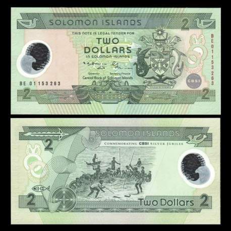 SALOMON (ILES) - Billet de 2 Dollars - Jubilé d'argent de la Banque centrale