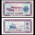ALBANIE - Billet de 5 Leke - Train / Bateau / Camion - 1976