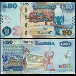 ZAMBIE - Billet de 50 Kwacha - Léopard - 2018