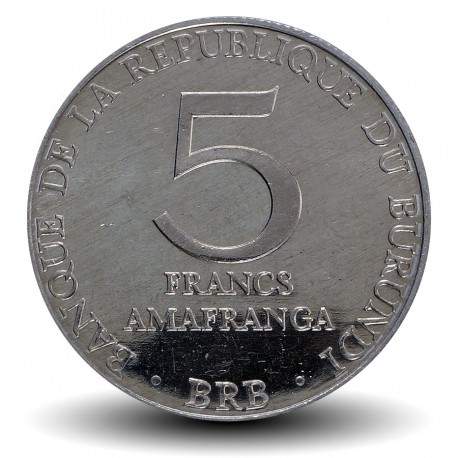 BURUNDI - PIECE de 5 Francs - Armoiries du Burundi - 1980