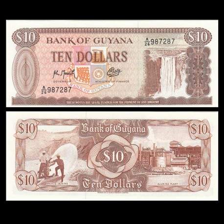 GUYANA - Billet de 10 Dollars - Chutes de Kaieteur - 1992