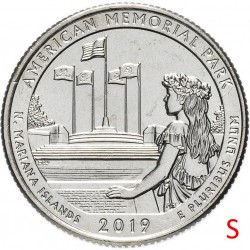 ETATS UNIS / USA - PIECE de 25 Cents - America the Beautiful - American Memorial Park - Îles Mariannes du Nord - 2019 - S