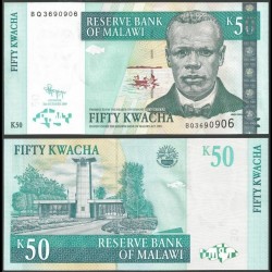 MALAWI - Billet de 50 Kwacha - Révérend John Chilembwe - 31.10.2009