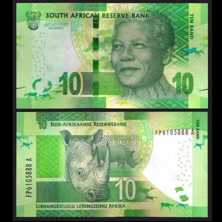 AFRIQUE DU SUD - Billet de 10 Rand - Rhinoceros - 2015