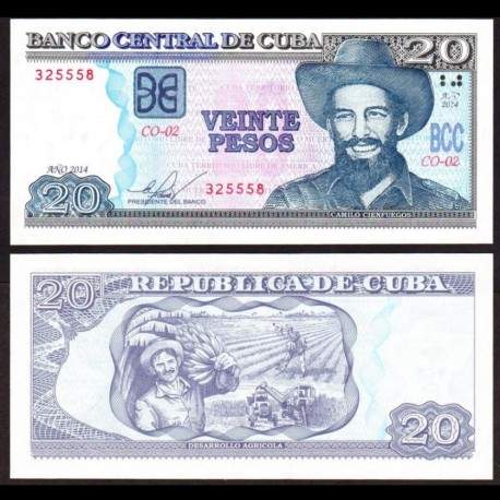 CUBA - Billet de 20 Pesos - Camilo Cienfuegos - 2014