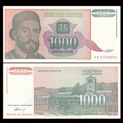YOUGOSLAVIE - Billet de 1000 Dinara - Petar II Petrović-Njegoš - 1994