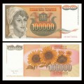 YOUGOSLAVIE - Billet de 100000 Dinara - Tournesols - 1993