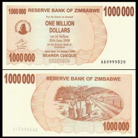 ZIMBABWE - Billet de 1000000 Dollars - Bearer cheque - 2008