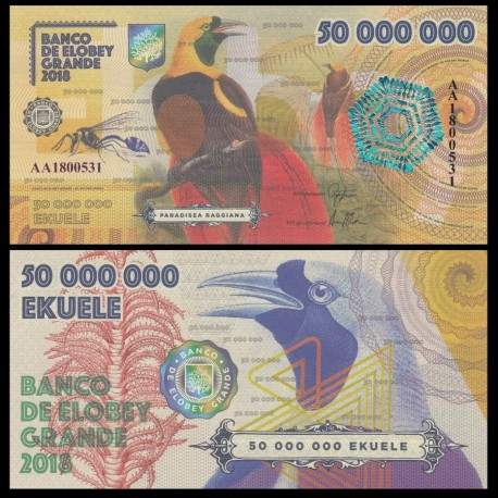 ELOBEY GRANDE - Billet de 50000000 Ekuele - Oiseau Paradisier de Raggi - 2018