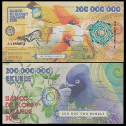ELOBEY GRANDE - Billet de 200000000 Ekuele - Oiseaux dorés du Paradis - 2018