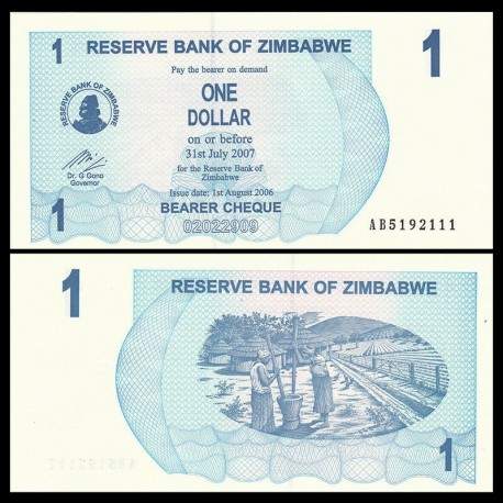 ZIMBABWE - Billet de 1 Dollar - Bearer cheque - 01.08.2006