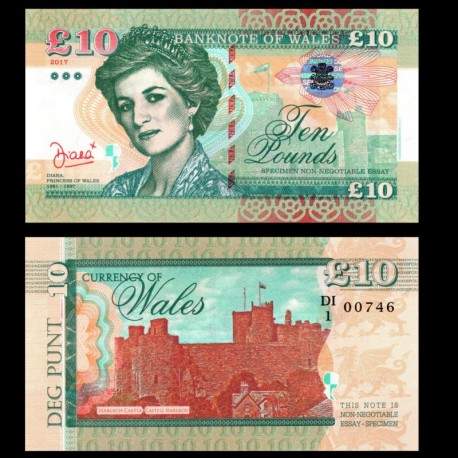 PAYS DE GALLES / WALES - Billet de 10 Pounds - Lady Diana - 2017