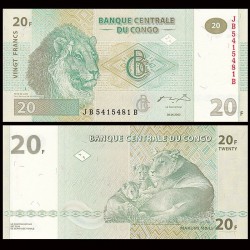 CONGO - Billet de 20 Francs - Lion - HM - 2003