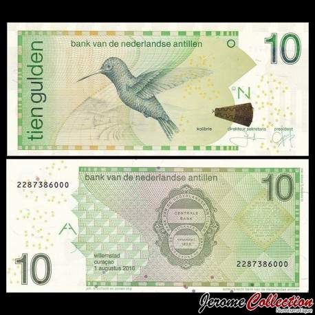 ANTILLES NÉERLANDAISES - Billet de 10 Gulden - Oiseau Colibri - 2016