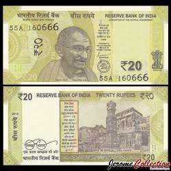 INDE - Billet de 20 Roupies - Grottes d'Ellora - Lettre R - 2019